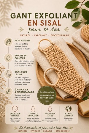 Gant exfoliant en sisal pour le dos