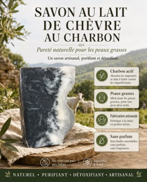 Savon au lait de chèvre charbon